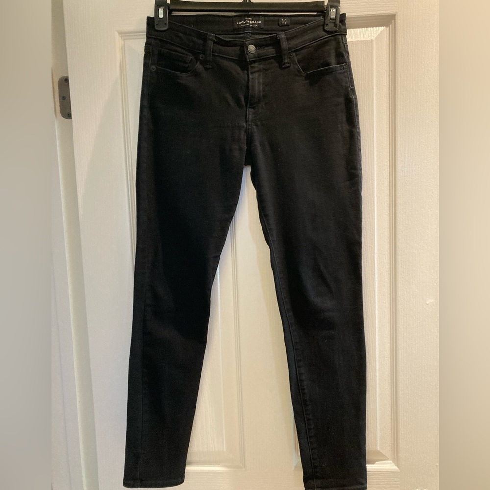 Lucky Brand “Stella” skinny low-rise jeans, black, size 4